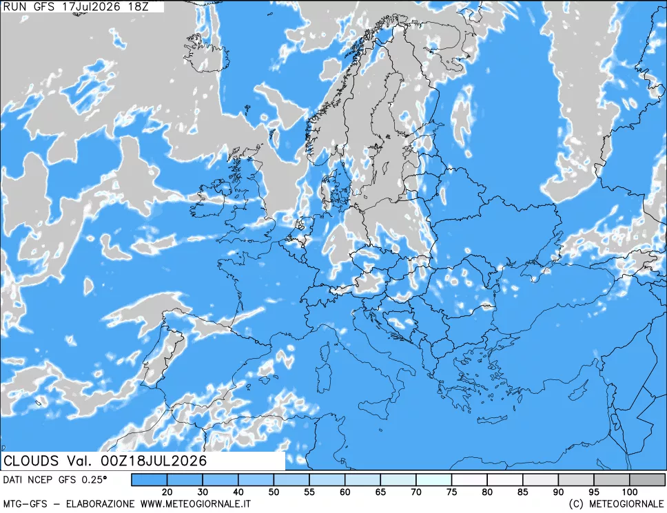 mappa Nuvolosit&agrave; totale