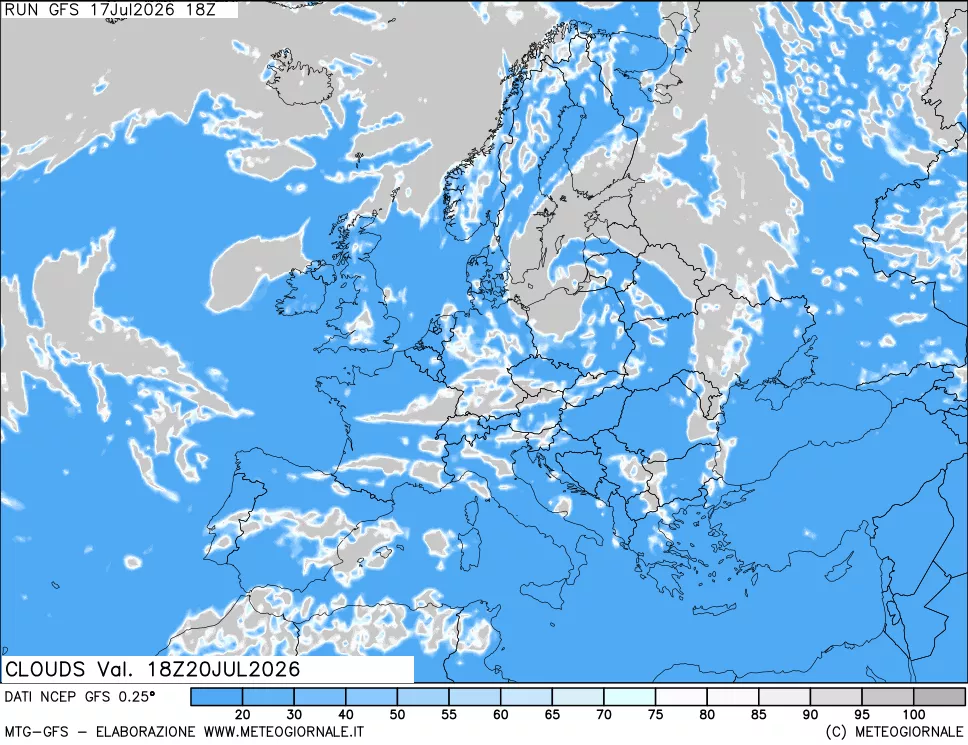 mappa Nuvolosit&agrave; totale