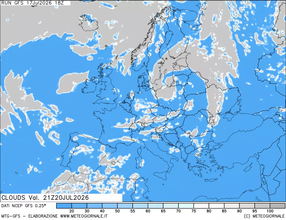 mappa Nuvolosit&agrave; totale
