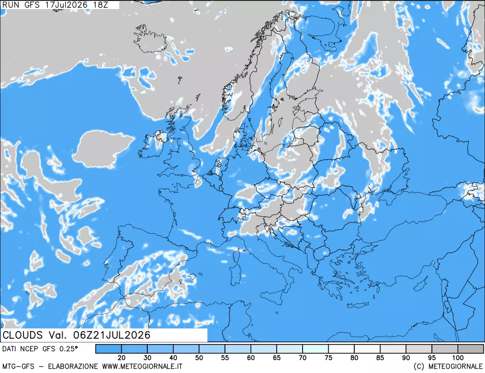 mappa Nuvolosit&agrave; totale