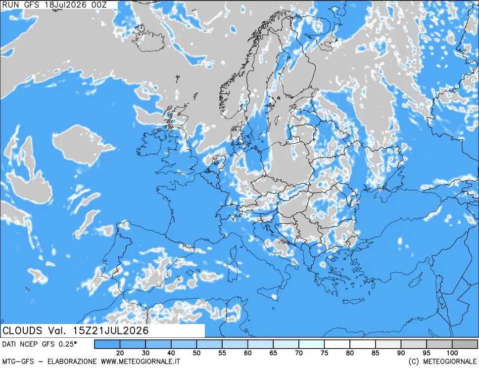 mappa Nuvolosit&agrave; totale
