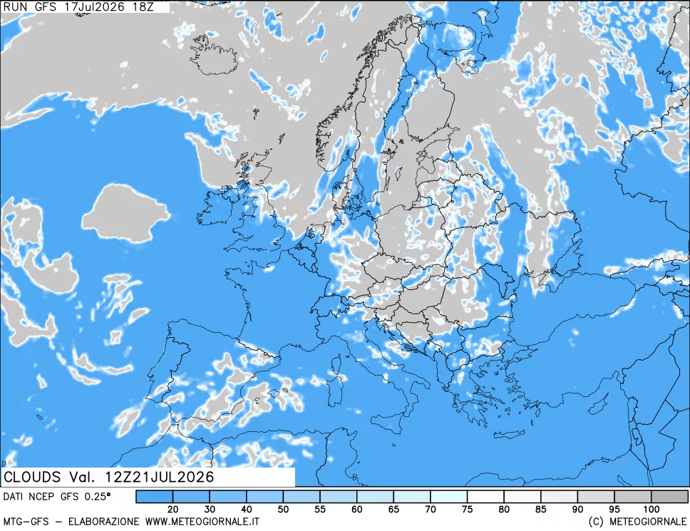 mappa Nuvolosit&agrave; totale