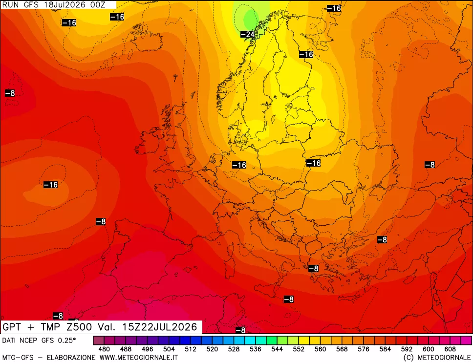 mappa 500 hPa GPT + Temp