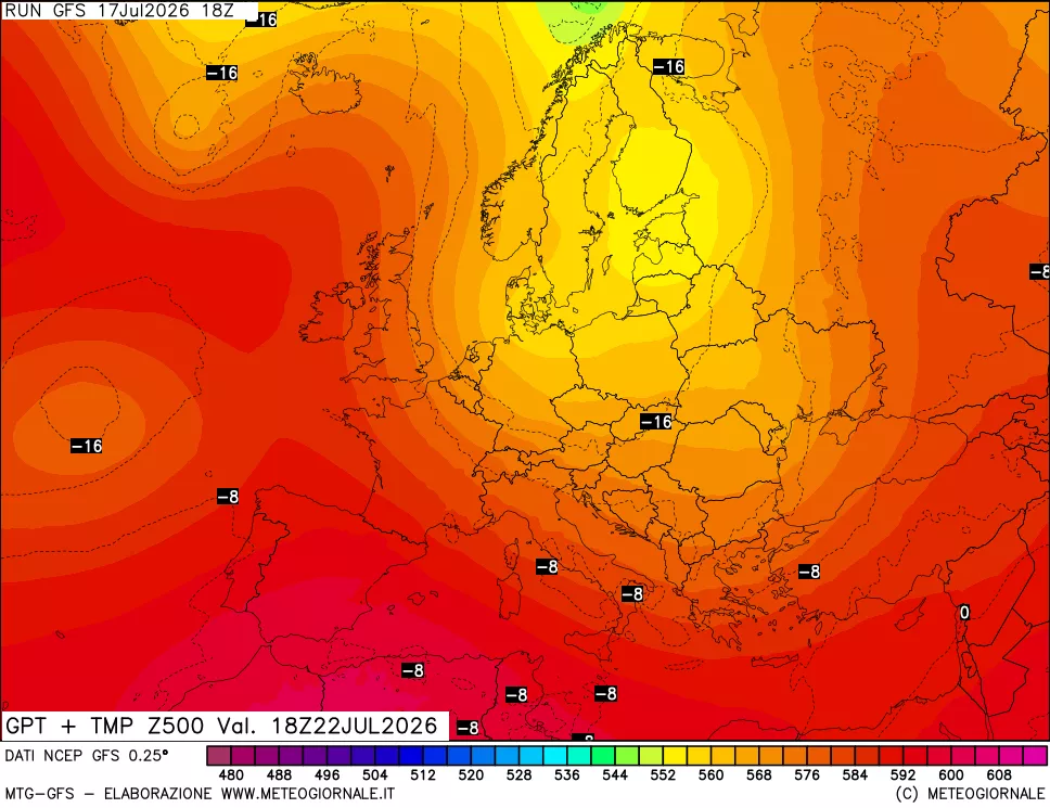 mappa 500 hPa GPT + Temp