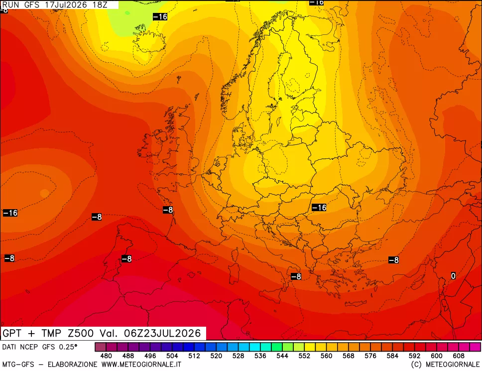 mappa 500 hPa GPT + Temp