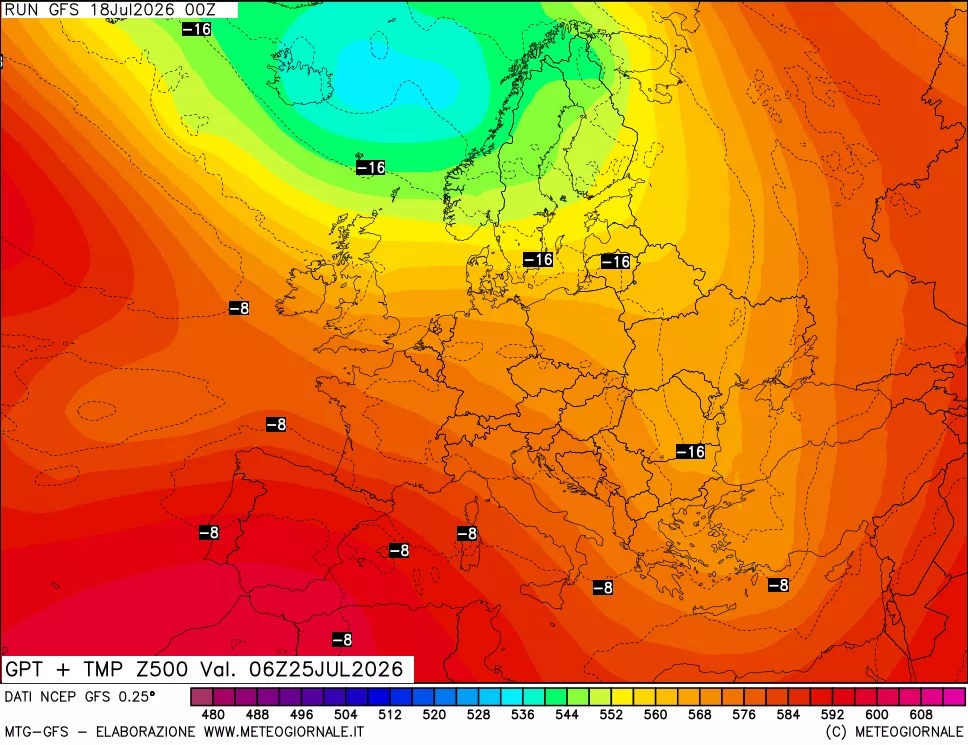 mappa 500 hPa GPT + Temp