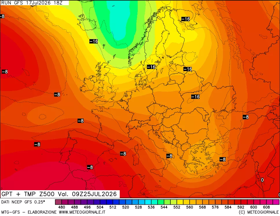 mappa 500 hPa GPT + Temp