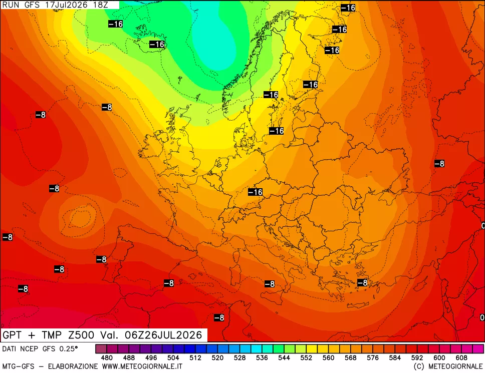 mappa 500 hPa GPT + Temp