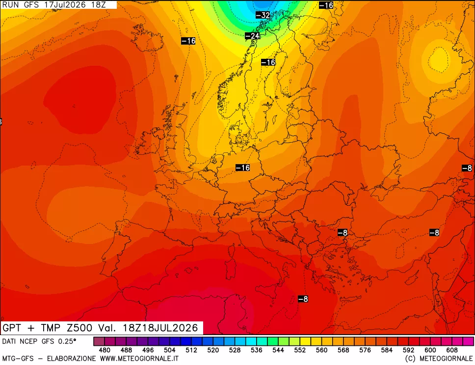 mappa 500 hPa GPT + Temp