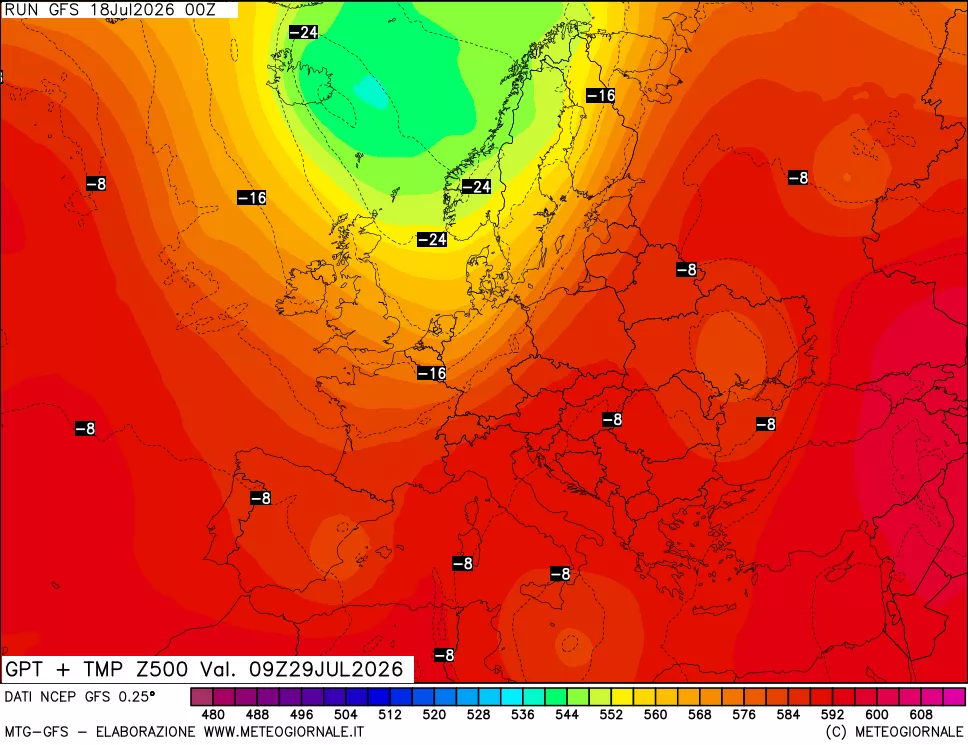 mappa 500 hPa GPT + Temp