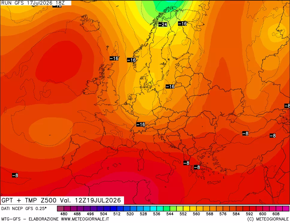 mappa 500 hPa GPT + Temp