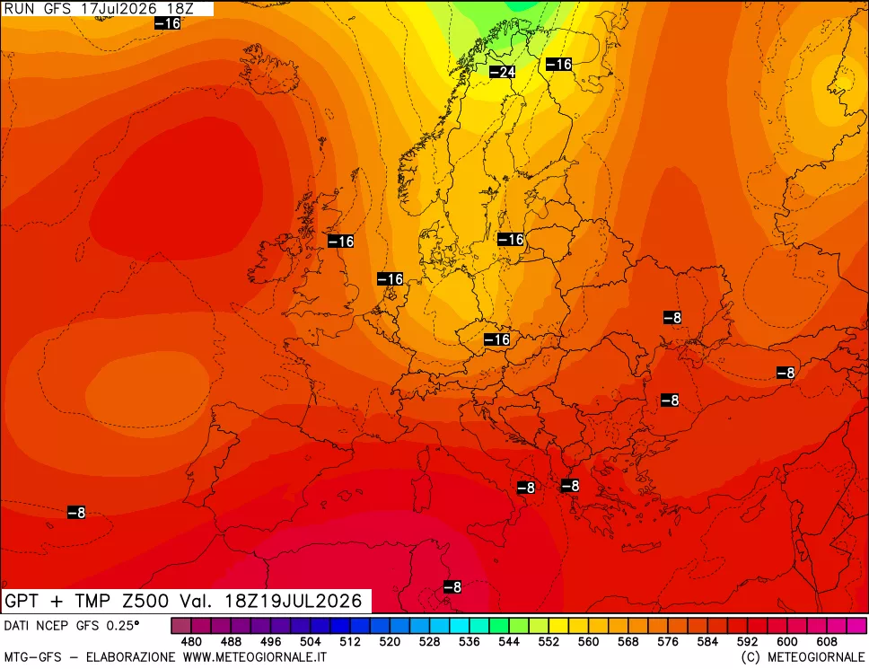 mappa 500 hPa GPT + Temp
