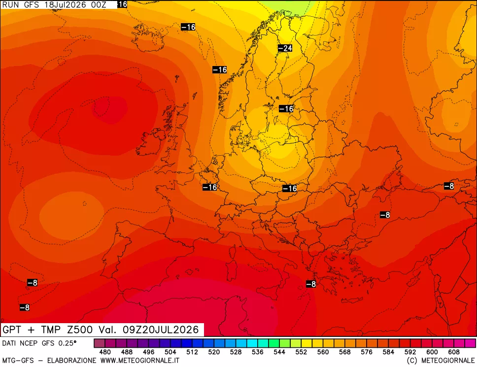 mappa 500 hPa GPT + Temp