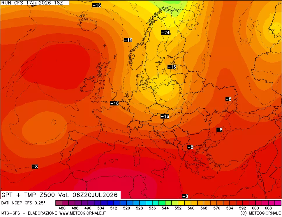 mappa 500 hPa GPT + Temp