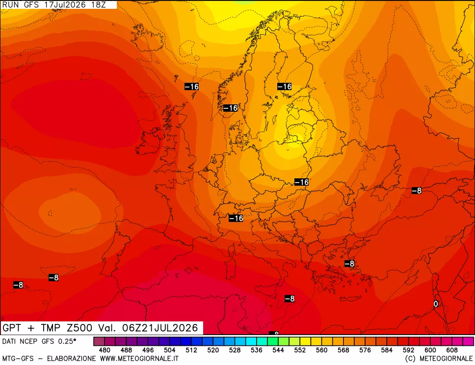 mappa 500 hPa GPT + Temp