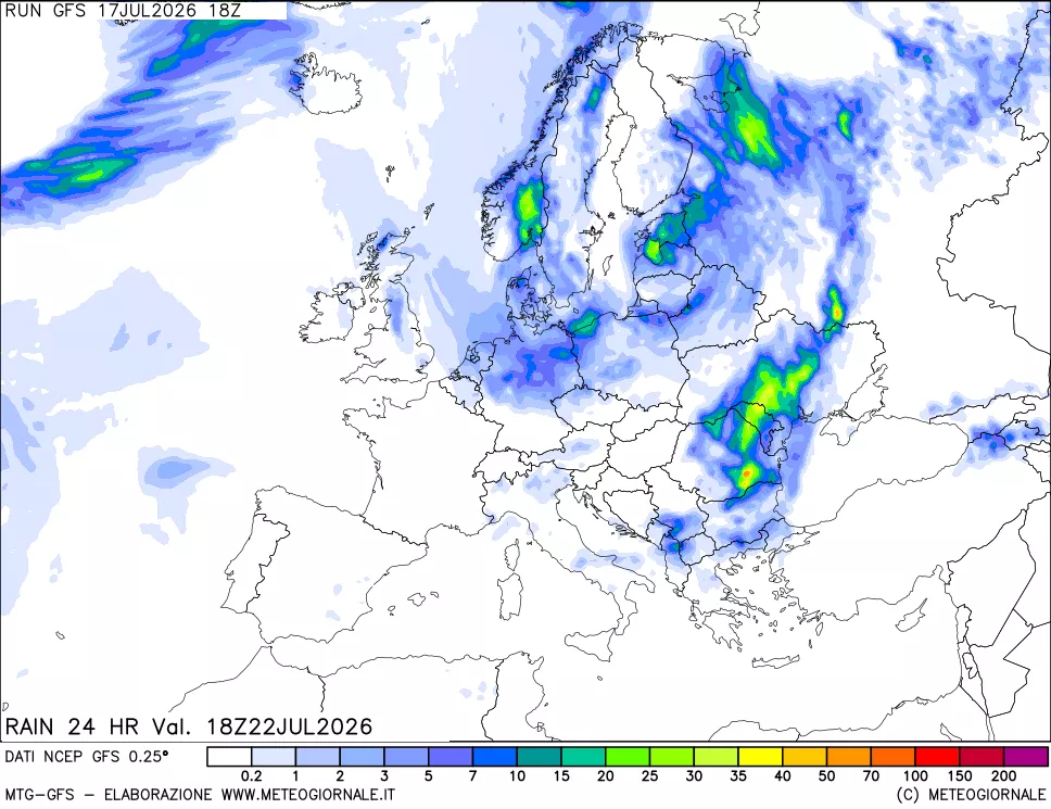 mappa Precipitazioni 24 ore precedenti