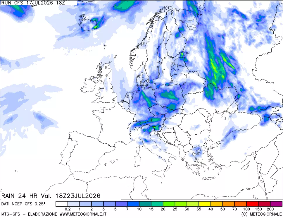 mappa Precipitazioni 24 ore precedenti