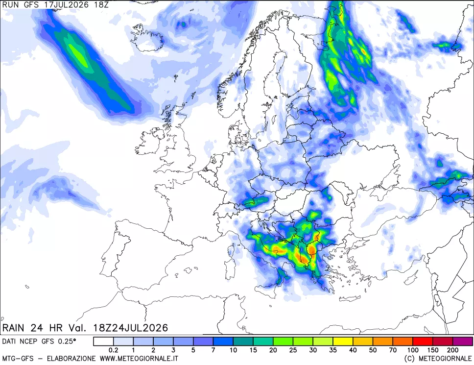 mappa Precipitazioni 24 ore precedenti