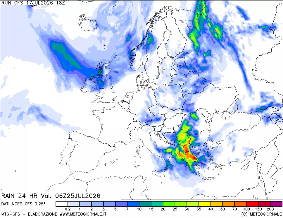 mappa Precipitazioni 24 ore precedenti
