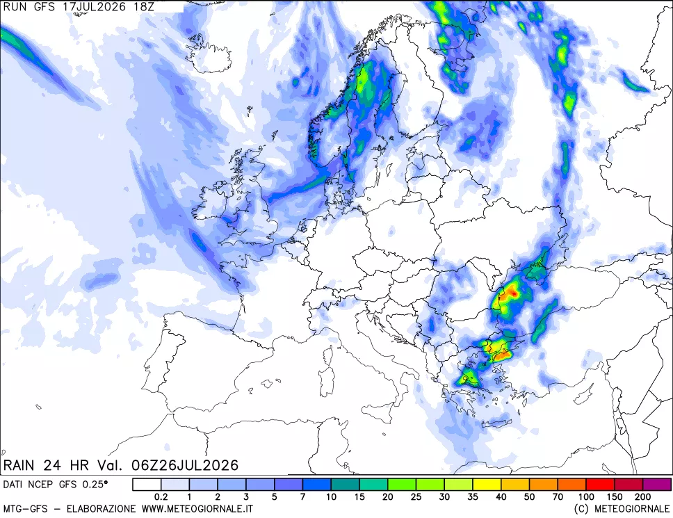 mappa Precipitazioni 24 ore precedenti