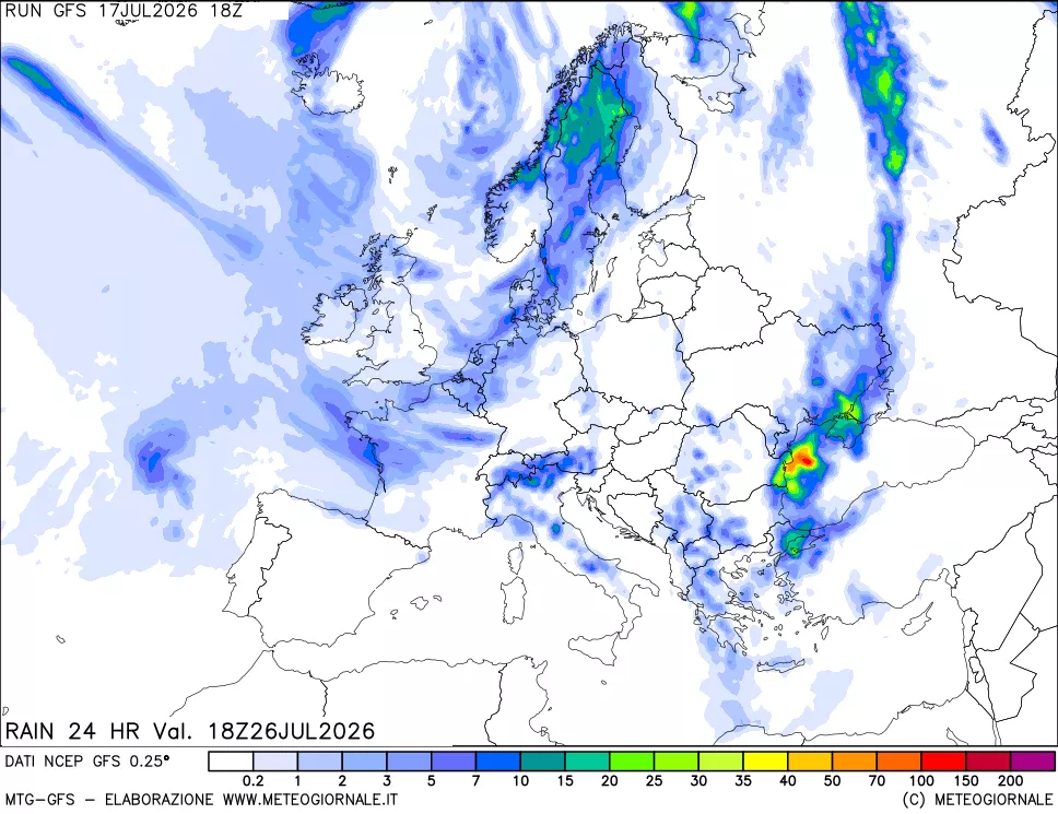 mappa Precipitazioni 24 ore precedenti