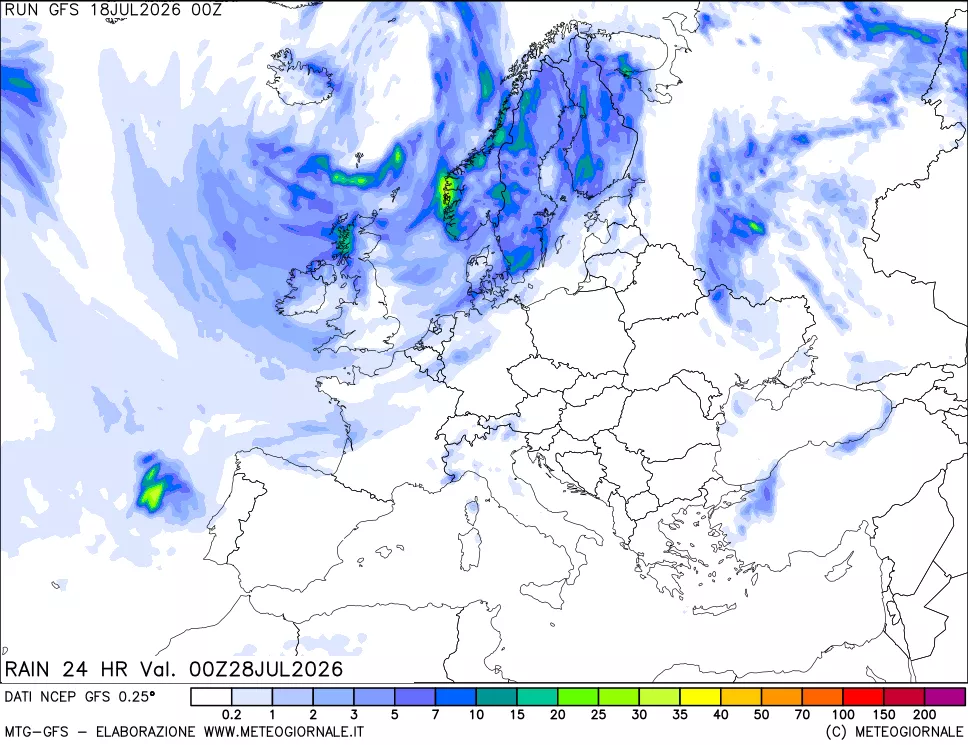 mappa Precipitazioni 24 ore precedenti