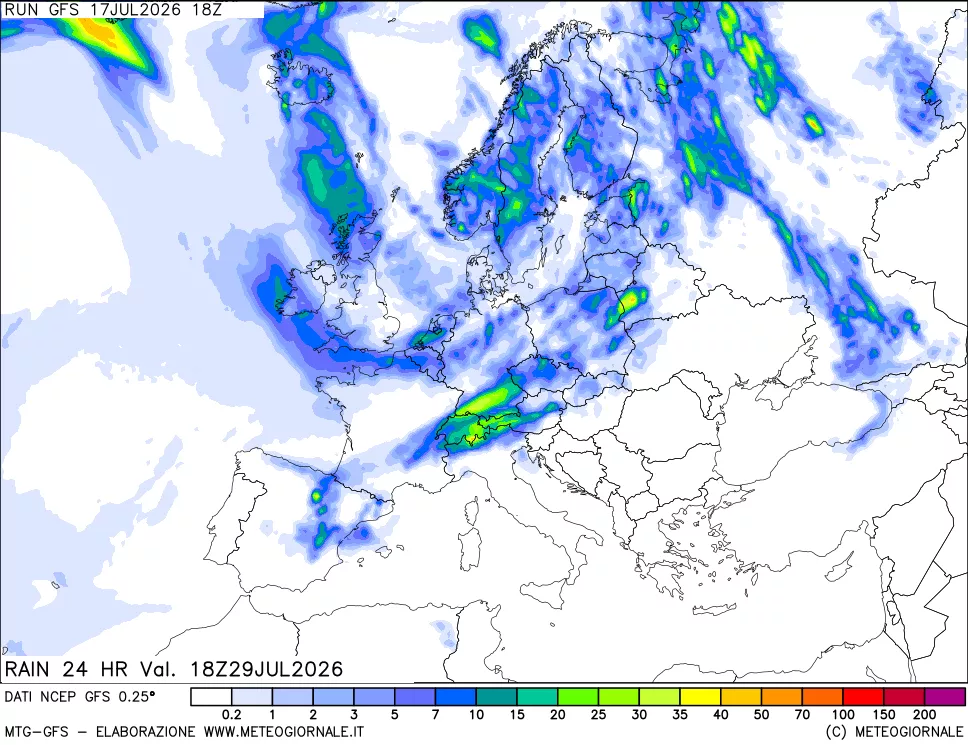 mappa Precipitazioni 24 ore precedenti