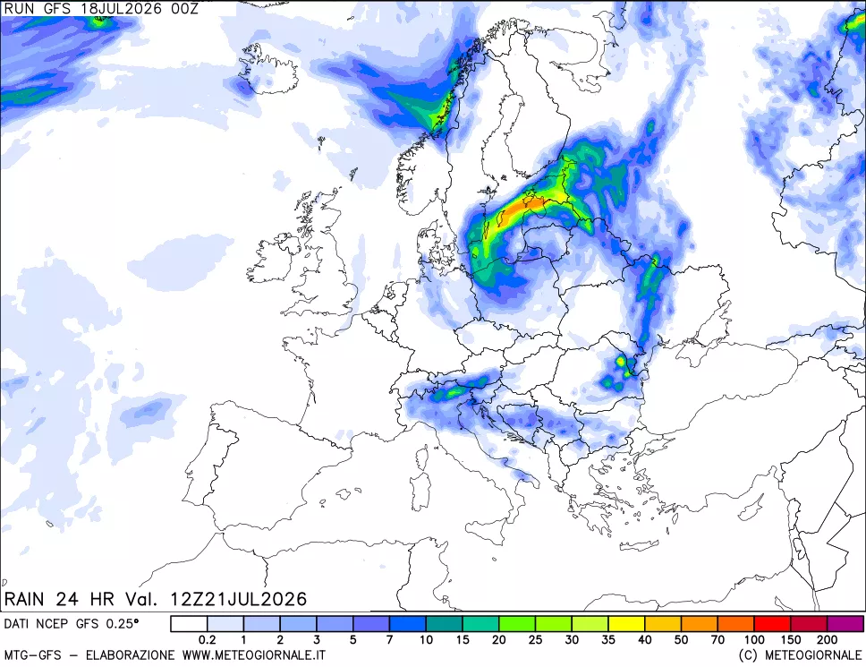 mappa Precipitazioni 24 ore precedenti