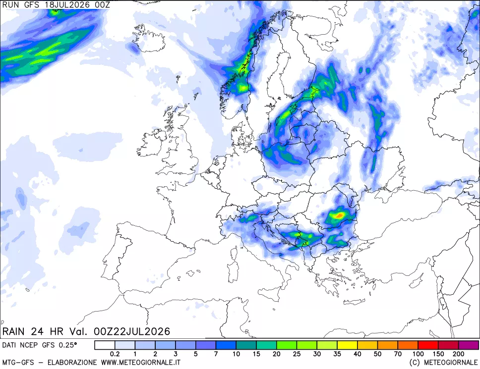 mappa Precipitazioni 24 ore precedenti