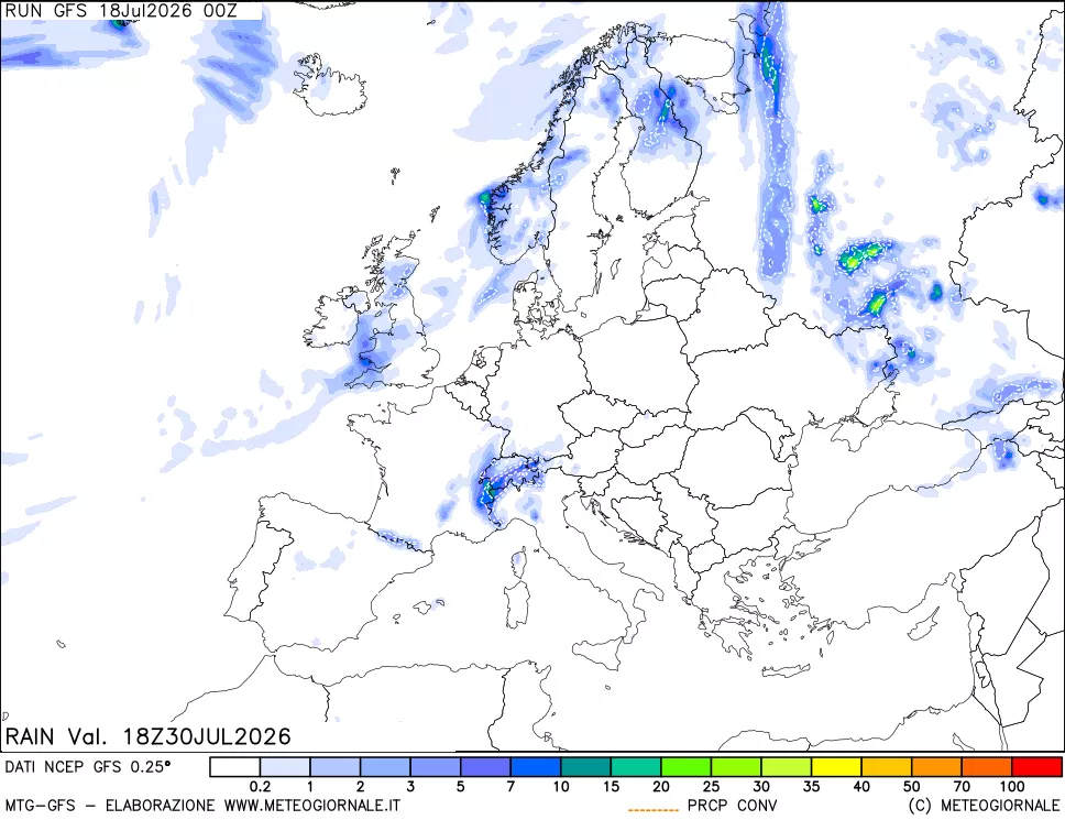 mappa Precipitazioni totali e convettive