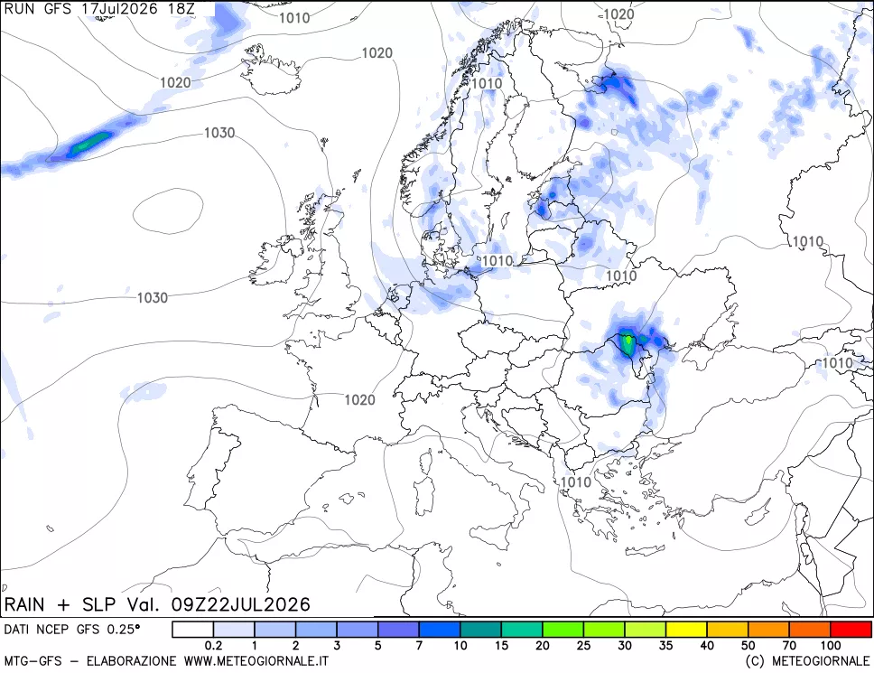 mappa Precipitazioni e pressione SLM