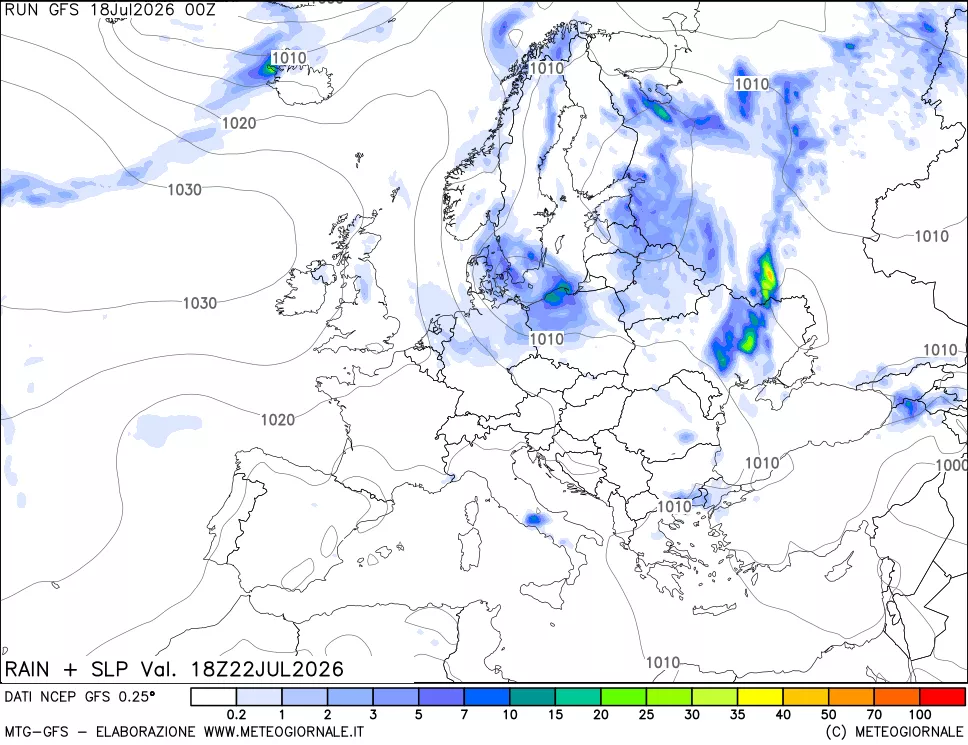 mappa Precipitazioni e pressione SLM
