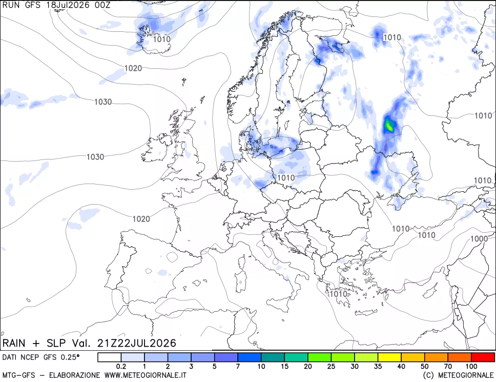 mappa Precipitazioni e pressione SLM