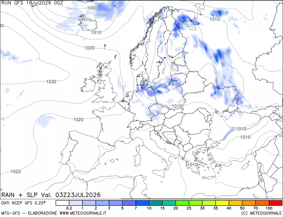 mappa Precipitazioni e pressione SLM