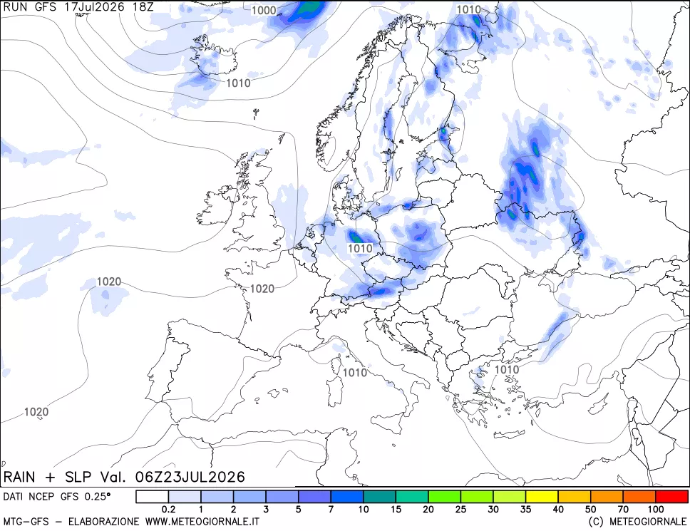 mappa Precipitazioni e pressione SLM