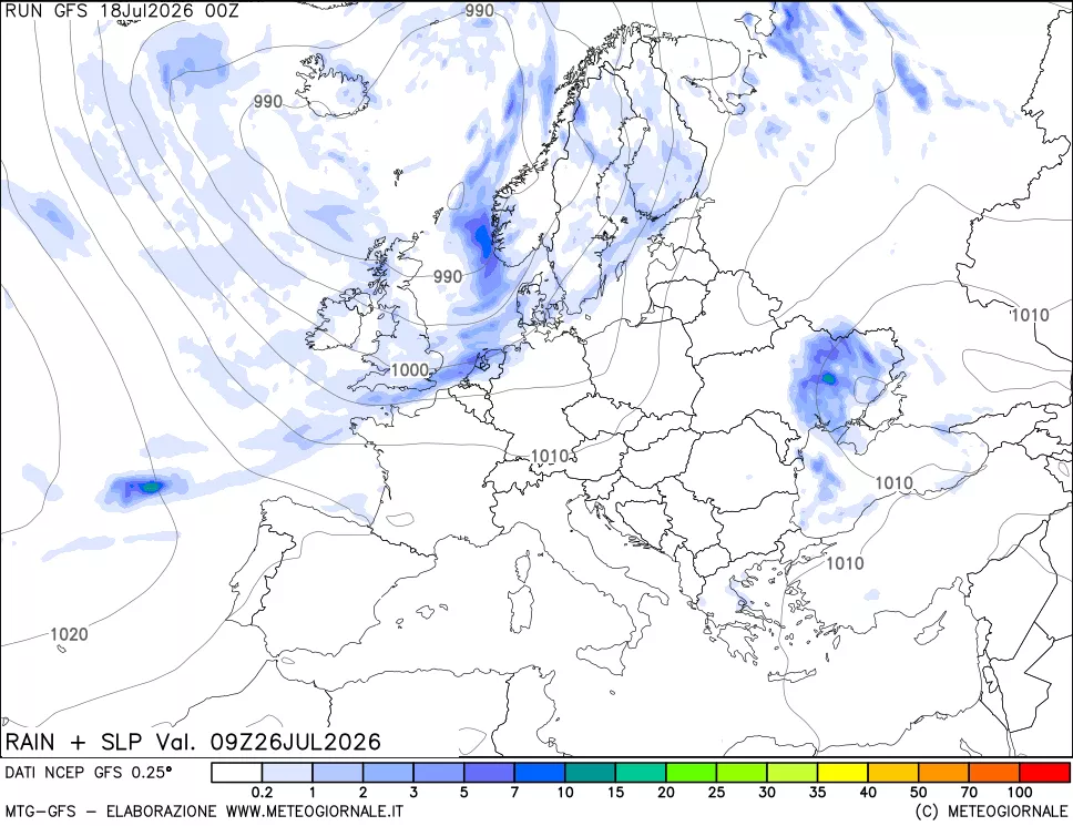 mappa Precipitazioni e pressione SLM