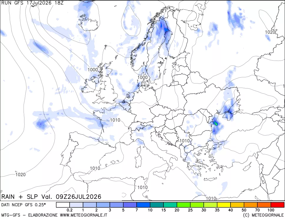 mappa Precipitazioni e pressione SLM