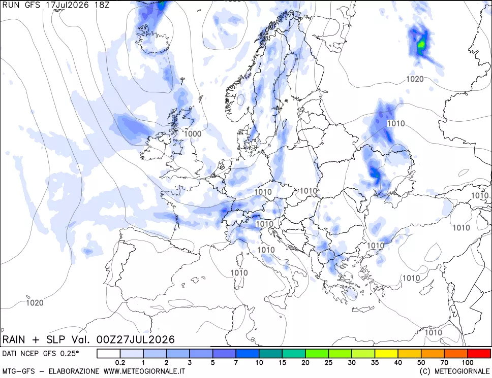 mappa Precipitazioni e pressione SLM