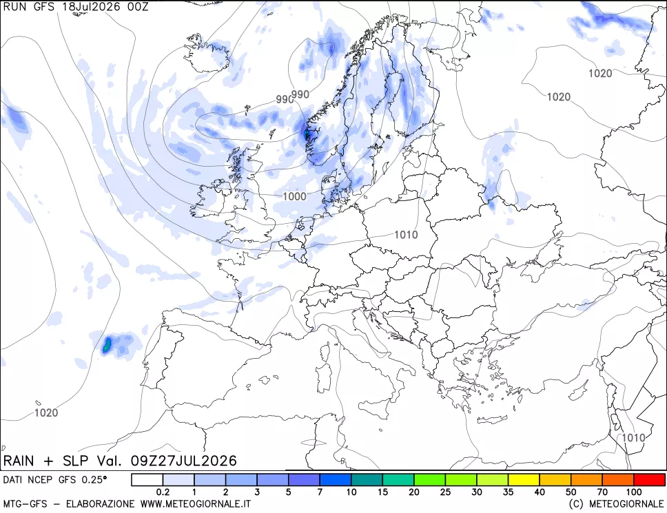 mappa Precipitazioni e pressione SLM