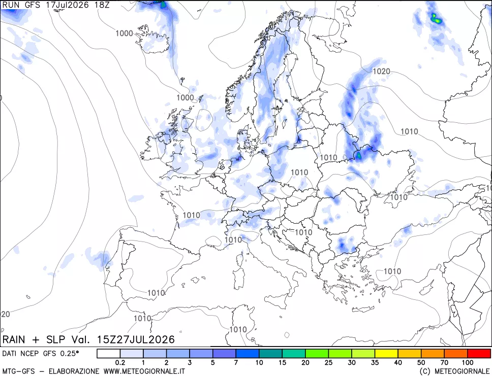 mappa Precipitazioni e pressione SLM