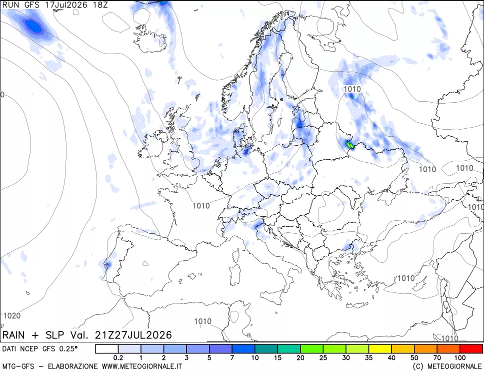 mappa Precipitazioni e pressione SLM
