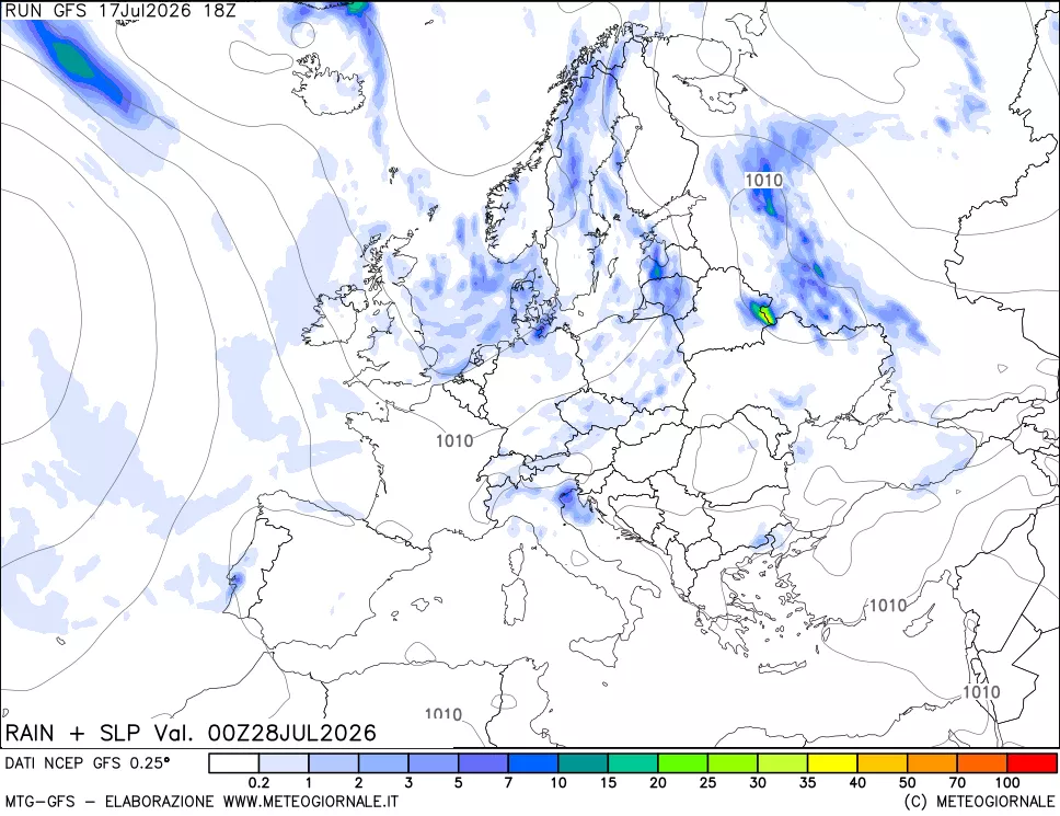 mappa Precipitazioni e pressione SLM