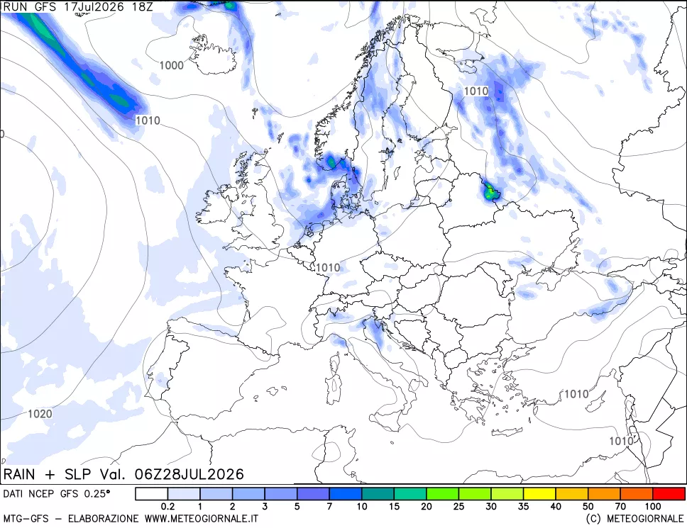 mappa Precipitazioni e pressione SLM