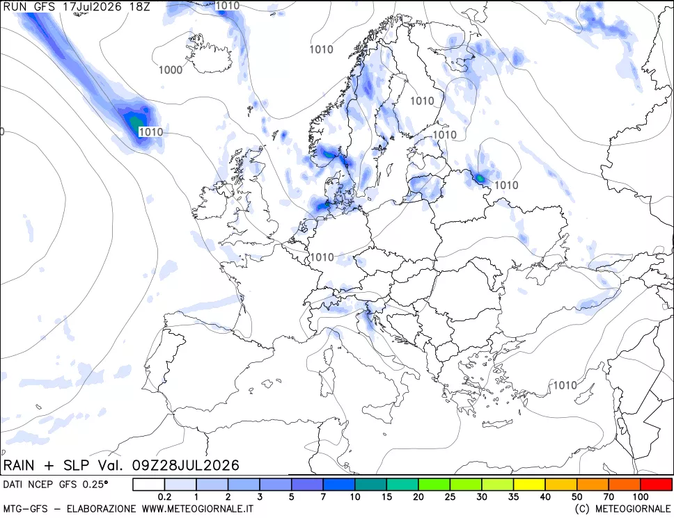 mappa Precipitazioni e pressione SLM