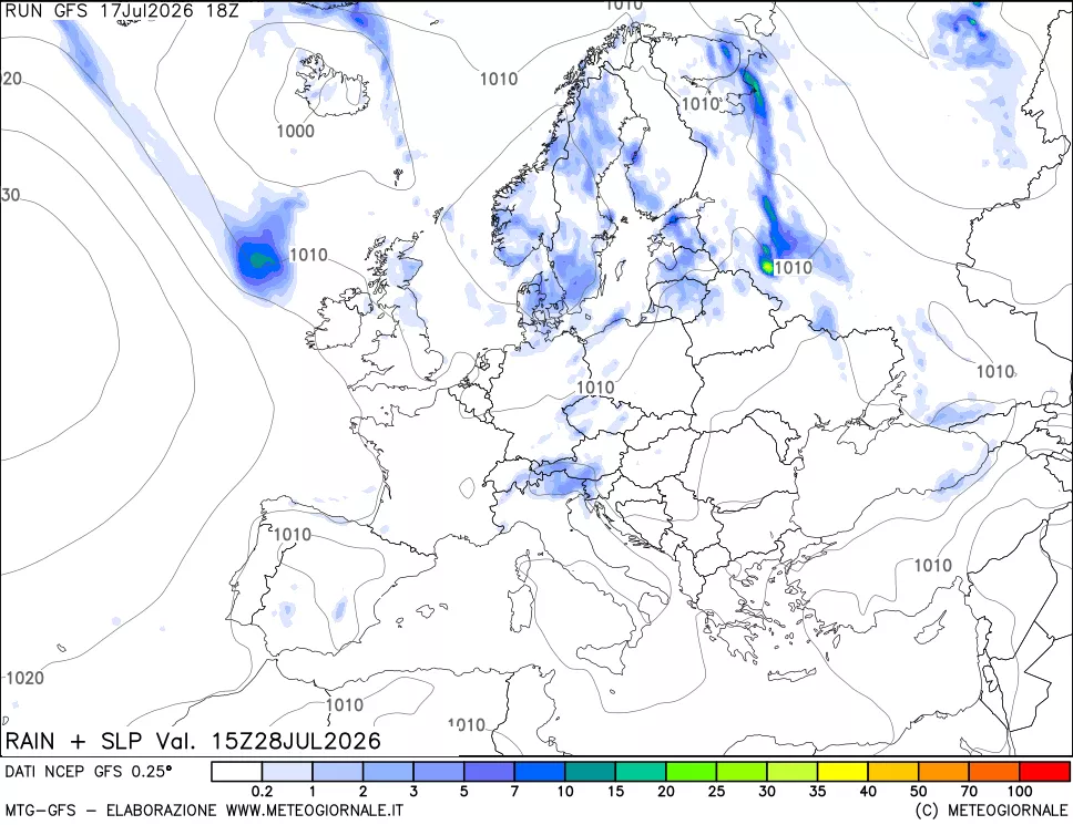 mappa Precipitazioni e pressione SLM