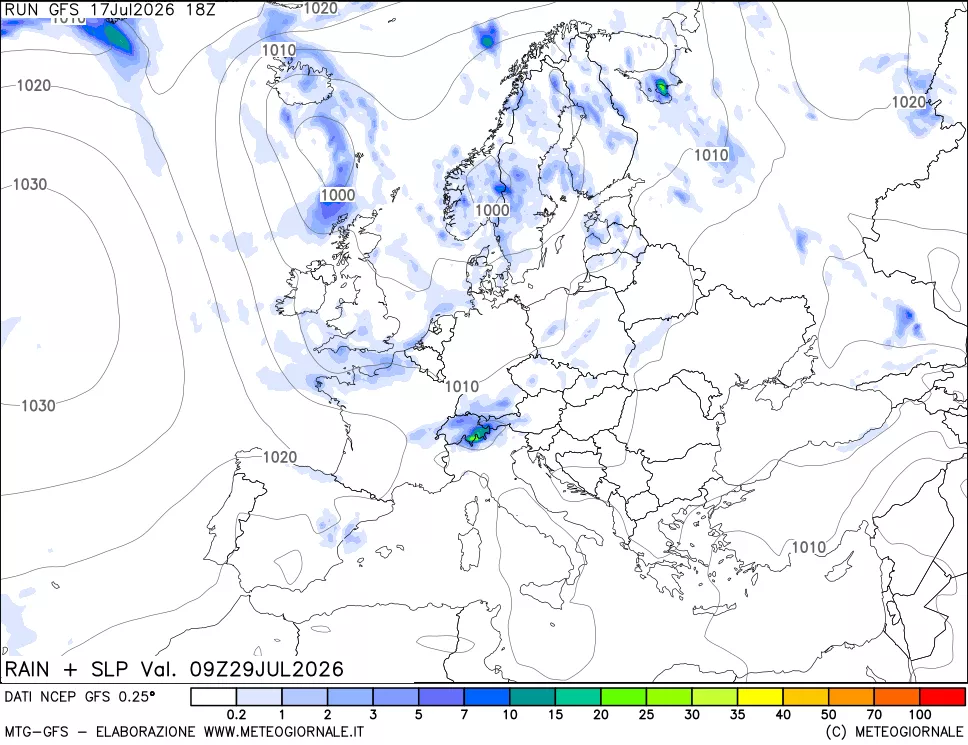mappa Precipitazioni e pressione SLM