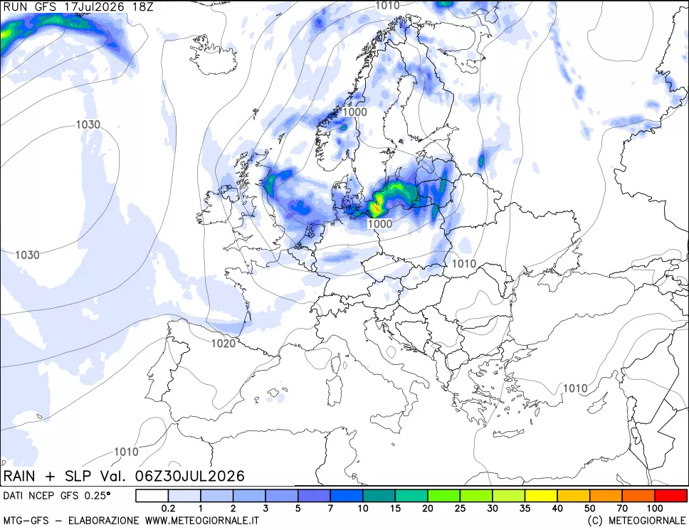 mappa Precipitazioni e pressione SLM