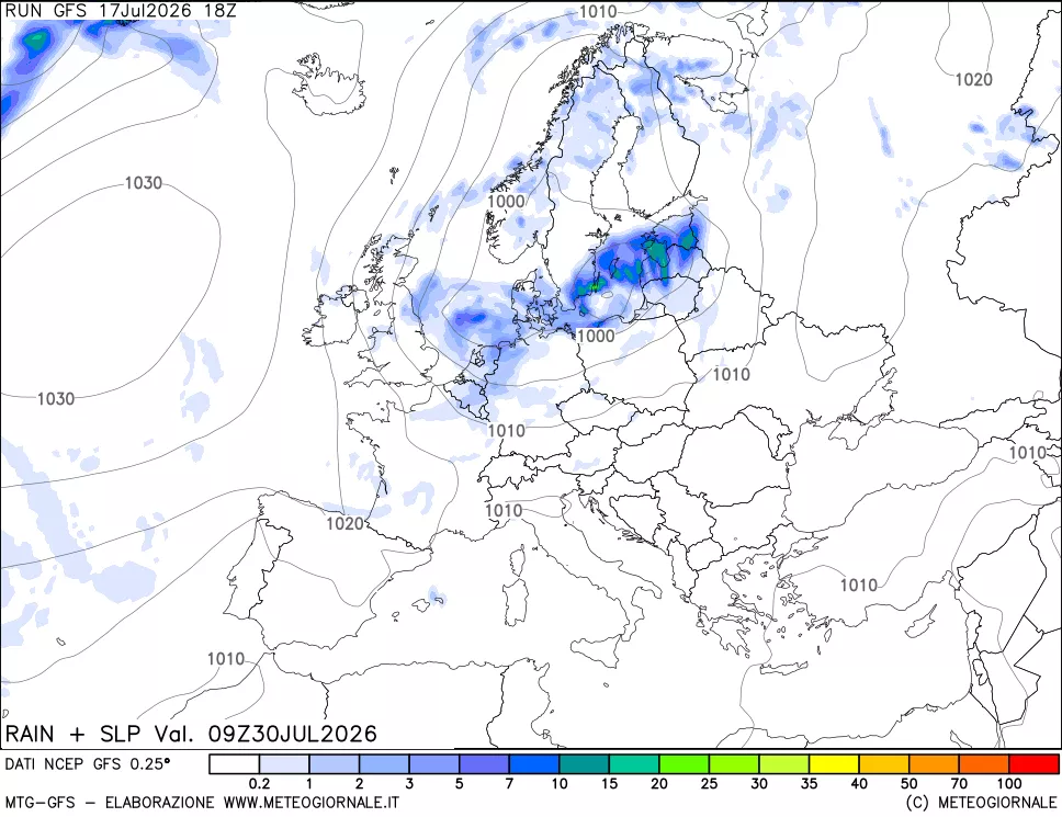 mappa Precipitazioni e pressione SLM