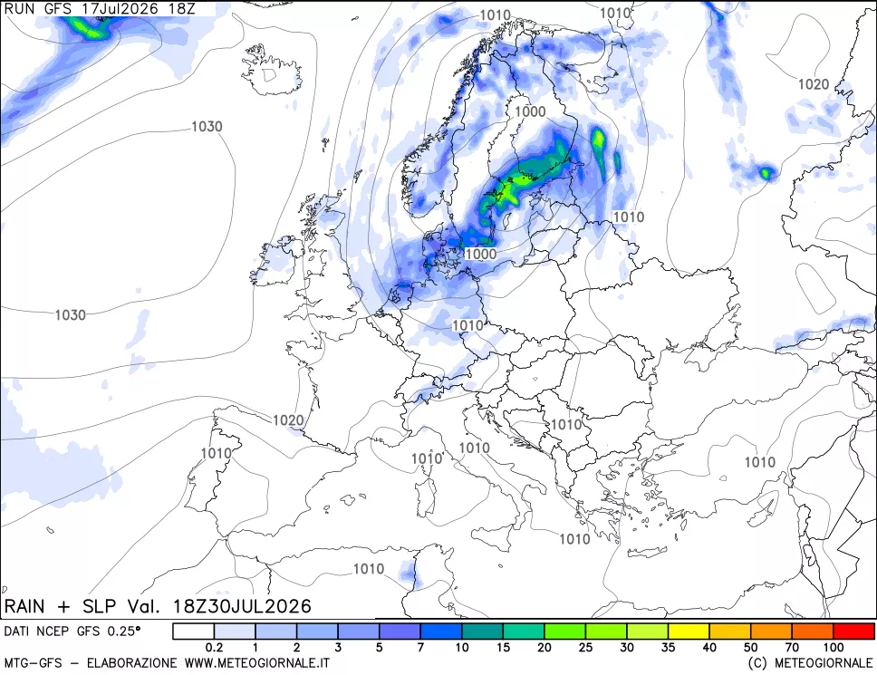 mappa Precipitazioni e pressione SLM