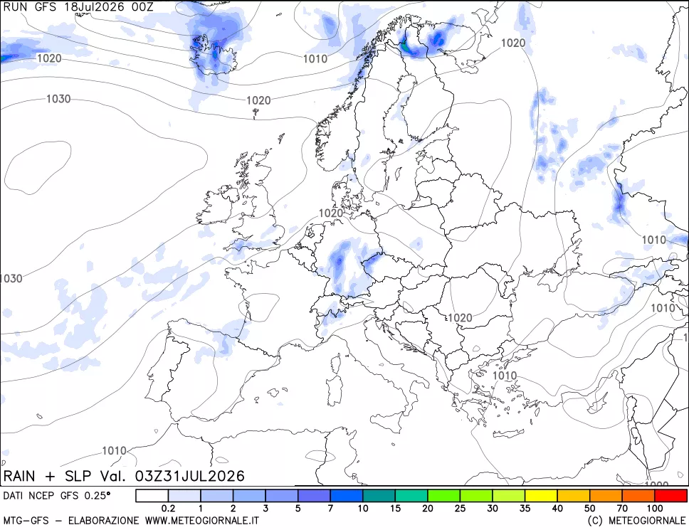mappa Precipitazioni e pressione SLM